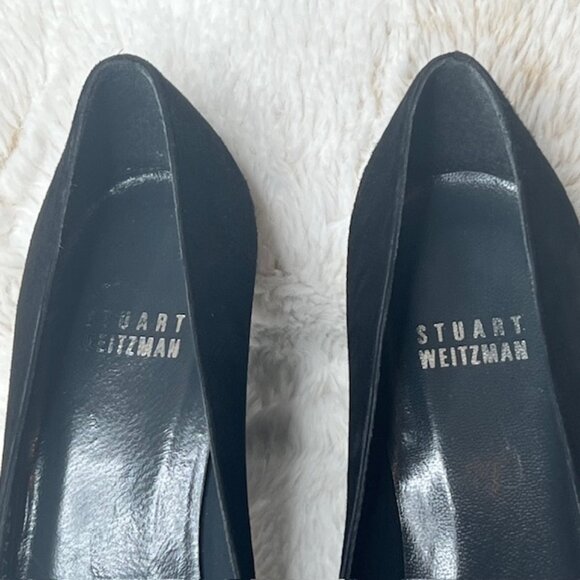 Stuart Weitzman Black Suede Pom-Pom Pumps Size 5M - Picture 6 of 10
